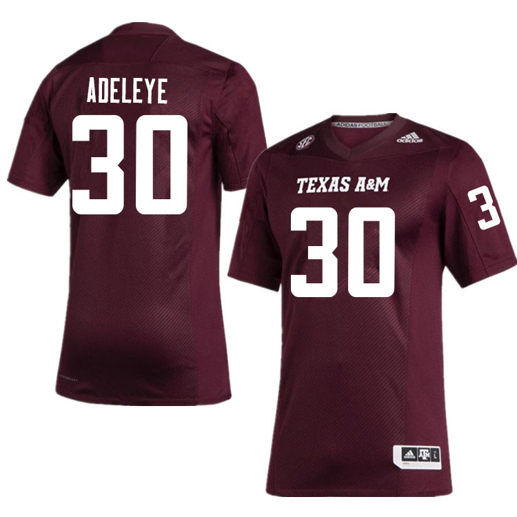 Men #30 Tunmise Adeleye Texas A&M Aggies College Football Jerseys Sale-Maroon